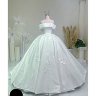 Bride's Wedding Dress With Flowers Late Shoulder-Length High-End Designer Goods