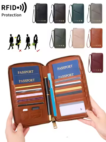 New retro passport holderRFIDshielded passport wallet stylish multifunctional passport holder family
