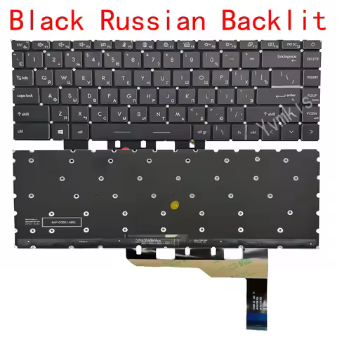 US/Russian Backlit Keyboard for MSI Modern 14 B11MOU B4MW B5M B10MW B10RASW B11S / Prestige 15 A12UC