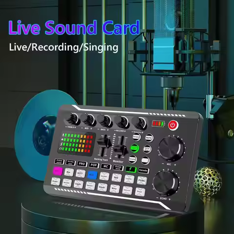 F998 Bluetooth-Compatible Sound Card Kit Studio Record Phone PC Live Audio Mixer