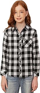 Kids Girls Long Sleeves Button Down Gingham Plaid Flannel Shirt Tops for Toddlers Baby and Little Gi