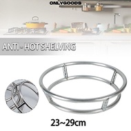 ONLYGOODS Pot Storage Rack, Bold Stainless Steel Cauldron,  Bilayer Rotundity Wok Stand Kitchen