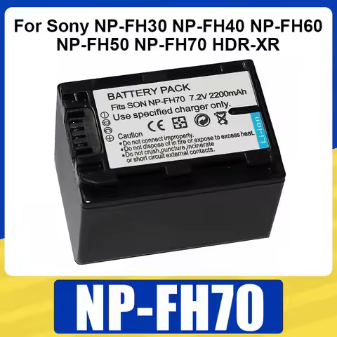 NP-FH70 Battery 2200mAh Rechargeable Batteries for Sony NP-FH30 NP-FH40 NP-FH60 NP-FH50 NP-FH70 HDR-