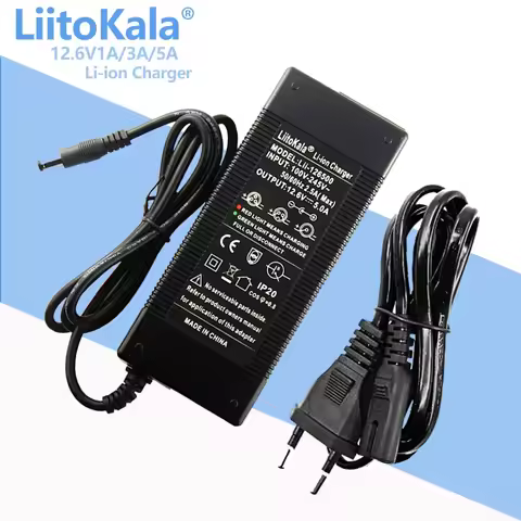 Liitokala 12.6V 5A 3A 1A Lithium Battery Charger 3 Series Cbattery 12V Charger+US EU AC Power Cord