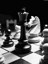 Black and White Chess Diamond Painting Diamond Art Kits for Adults Round Dirll Painting Kit for Adul
