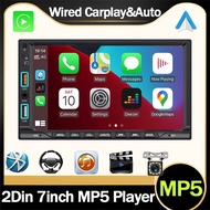 กล้องฟรี! 2Din จอรถยนต์ 7 นิ้วMP5รองรับCarplay/Android Auto การโทรผ่านBluetoothเครื่องเสียงวิทยุในรถ