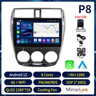 Acodo 2din 10นิ้วAndroid12 Headunitเครื่องเล่นมัลติมีเดียสำหรับHonda City 2008-2014 8Cores CarplayและAndroid AutoรถวิทยุIPS Touchหน้าจอแยกVideo Out AM FM RDSวิทยุนำทางGPSสเตอริโอสนับสนุนระบบควบคุมพวงมาลัยพัดลมระบายความร้อนDSPวิทยุสเตอริโอ