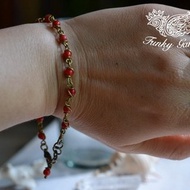 彩虹光芒★黃銅線★紅珊瑚 手鍊 bb025