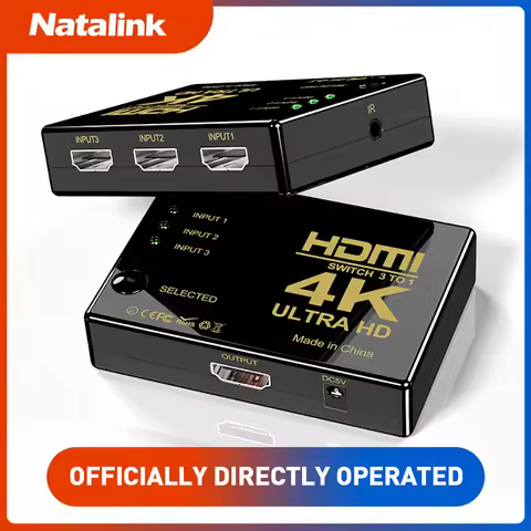 Natalink Switch 3 in 1 Out 4K@60Hz HDMI Splitter Remote 3 Port HDMI Switcher Support 3D CEC HDR for 
