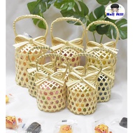 The Handle Has A Built-In Bow Size 2 Inches And 3 Inches. Bamboo Woven Basket Souvenirs Gifts Packag