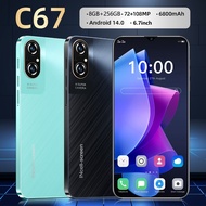 High Quality C67 NEW 4G/5G Smartphone 6.7inch Screen Memory 8GB RAM+256GB ROM  Android 14.0