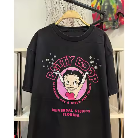 Miss Betty Boop Cartoon Peripheral Poster Illustration Vintage Vintage Men and Women Pure Cotton Sho
