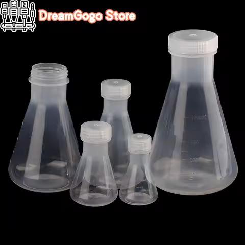 50ml To 1000ml Lab Plastic Erlenmeyer Flask Conical Container Bottle With Screw Cap For Laboratory E