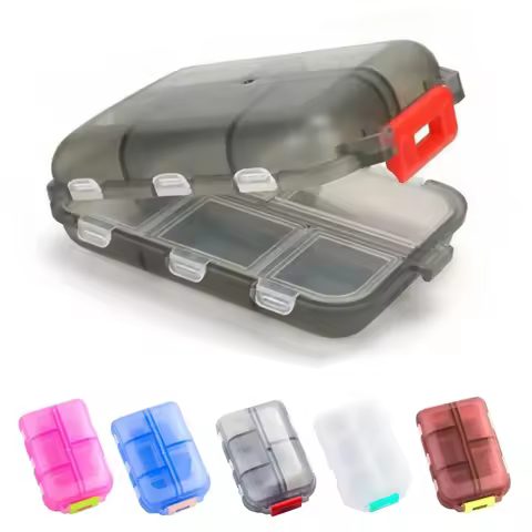 10 Grids Pill Case, Portable Small Weekly Travel Pill Organizer, Portable Pocket Pill Box Pill Conta