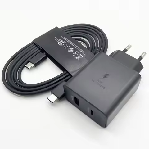 Samsung 35W 1.8M USBC Dual Ports Phone Charger Fast QC2.0 PD3.0 Adaper For Galaxy Flip Fold 7 6 5 4 