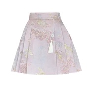 Jacquard pleated high-waisted satin skirt for women2025New Chinese-style vintage horsehair skirt sui