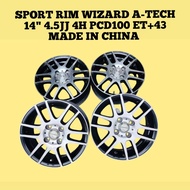 Sport Rim WIZARD A-TECH 14 INCH 4H PCD100 4.5JJ Offset +43 For Perodua Viva Axia Kelisa Kenari