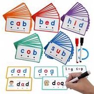 60 PCS Phonics CVC Words Flashcards Kids English Sight Words Spelling Dry Erase Educational Learning