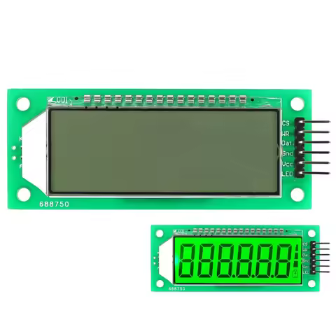 Green Backlight LCD Display Module 2.4 inch 6-Digit 7 Segment HT1621 LCD Driver IC with Decimal Poin