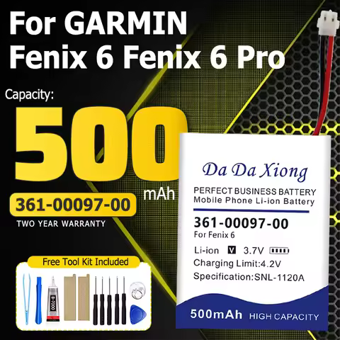 DaDaXiong Top Brand 100% New 500mAh 361-00097-00 Battery for GARMIN Fenix 6 Fenix 6 Pro Part Batteri