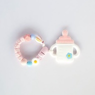 YABABY 熱氣球 雛菊 粉色奶瓶固齒器 / 客製化奶嘴鏈