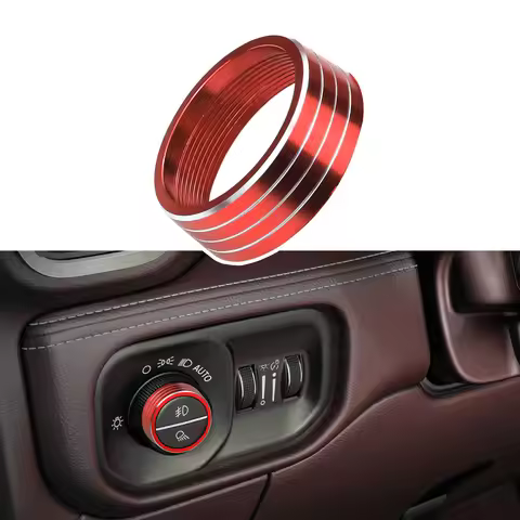 Stylish Headlights Switch Button Knob Cover Fit For Dodge RAM 2018-2023 Aluminum Alloy Ring Trim Dec