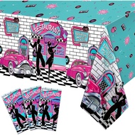 Tiamon 3 Pcs 50s Tablecloth 50's Gifts Decorations Rock and Roll Party Table Cover Large 1950's Plas