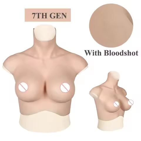 KUMIHO 7TH GEN Bloodshot Silicone Breast Forms No Oil Fake Boob for Crossdressing Sissy Drag Queen S