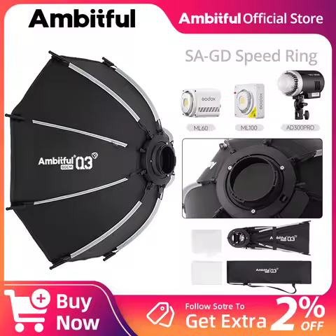 AMBITFUL Q3 Series 40/60cm Softbox Quick Release Standard SA-GD Ring Softbox For GODOX ML60 ML100 AD