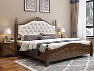 找得 - 實木床100cm-180CM長度可改尺寸床架主臥室公主床氣壓高箱大容量儲物床(胡桃木白軟靠 100cm*190cm 框架結構)15009