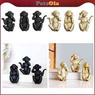 PETSOLA 3x Resin Monkey Figurine Nordic Monkey Statue for Bedroom Hotel Decoration