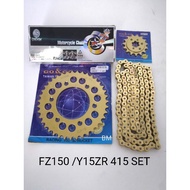 SPOKET SET 415 (GOLD CHAIN +SPOKET ) FZ150I /Y15ZR✨RANDOM BRAND ✨