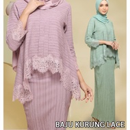 LACE Baju Kurung Moden Muslimah Baju Kebaya Hitam zip nursing friendly Nikah/Tunang bridesmaid Pleated Lilac Kurung