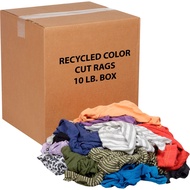 Global Industrial 10 Lb. Box Recycled Cut Rags, Mixed Colors