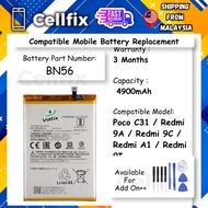 CELLFIX |BN56 Poco C31 / Redmi 9A / Redmi 9C / Redmi A1 (4900 MAH) COMPATIBLE MOBILE BATTERY REPLACE