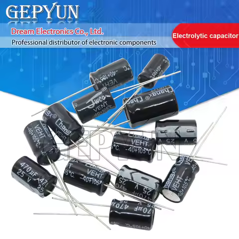 10pcs Electrolytic capacitor 6.3V 10V 16V 25V 50V 100V 400V 2.2UF 4.7UF 10UF 47UF 100UF 220UF 330UF 
