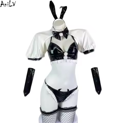 AniLV Japanese Anime Bunny Girl Maid Uniform Little Devil Rabbit Outfits Costume Cosplay