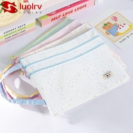 LUOLRV File Bag, Three Layers Polka Dot Design Handbag, INS A4/A5 Large Capacity Exam Papers Storage