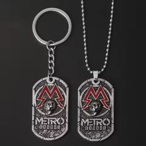 Vintage Oval Skull Tag Pendant Necklace Terror Game Metro:Exodus Series Badge Necklace Fashion Jewel