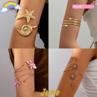 JUNE1 Wide Open Bangle, Metal Gold Color Opening Arm Bracelet, Glamorous Multi Style Adjustable Retr