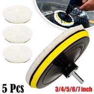 YANGYANG 5Pcs Car Polishing Pad Set, T-shape 3/4/5/6/7 inch Car Waxing Sponge Disk, Durable Flocking