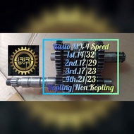 Racing Gear Ratio Jupiter MX 4 Speed 250cc Matic or Non Matic Regular/ 1st.14/32; 2nd.17/29; 3rd.17/