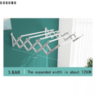 1年保修 1M-2M 3/4/5 Bar Stainless Steel Retractable Wall Mounted Clothes Hanger Retractable Drying Rack