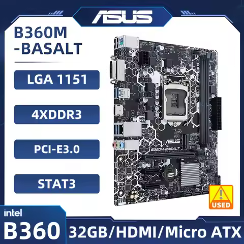 ASUS B360M-BASALT 1151 Motherboard 4×DDR4 LGA 1151 PCI-E 3.0 2×M.2 USB3.1 HDMI Micro ATX support Eig