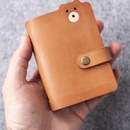 Creative Primary Color Leather Texture Bear Unique Card Holder Multi-card Slot Bank Card ID Business