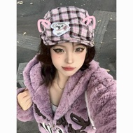 y2k y2k Hat Millennium Style Asian Culture Japanese Embroidered Puppy Beret Female y2k Look Face Cut