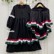 GAMIS ANAK PALESTINA MOTIF RUFLLE / BAJU MUSLIM / BAJU ANAK PEREMPUAN