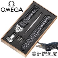 2024☂ XIN-C时尚4 for/Omega/strap genuine leather original suitable for Butterfly Seamaster Speedmaster omega crocodile leather butterfly buckle watch chain 20