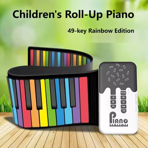 Roll-up Piano 49-key Electronic Keyboard Rainbow Piano For Children Rechargeable With Speaker Portab