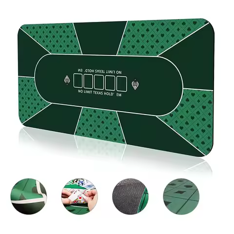 120*60cm Folding Poker Mat 6 Players Texas Hold'em Poker Rubber Mat Poker Topper for Tables Portable